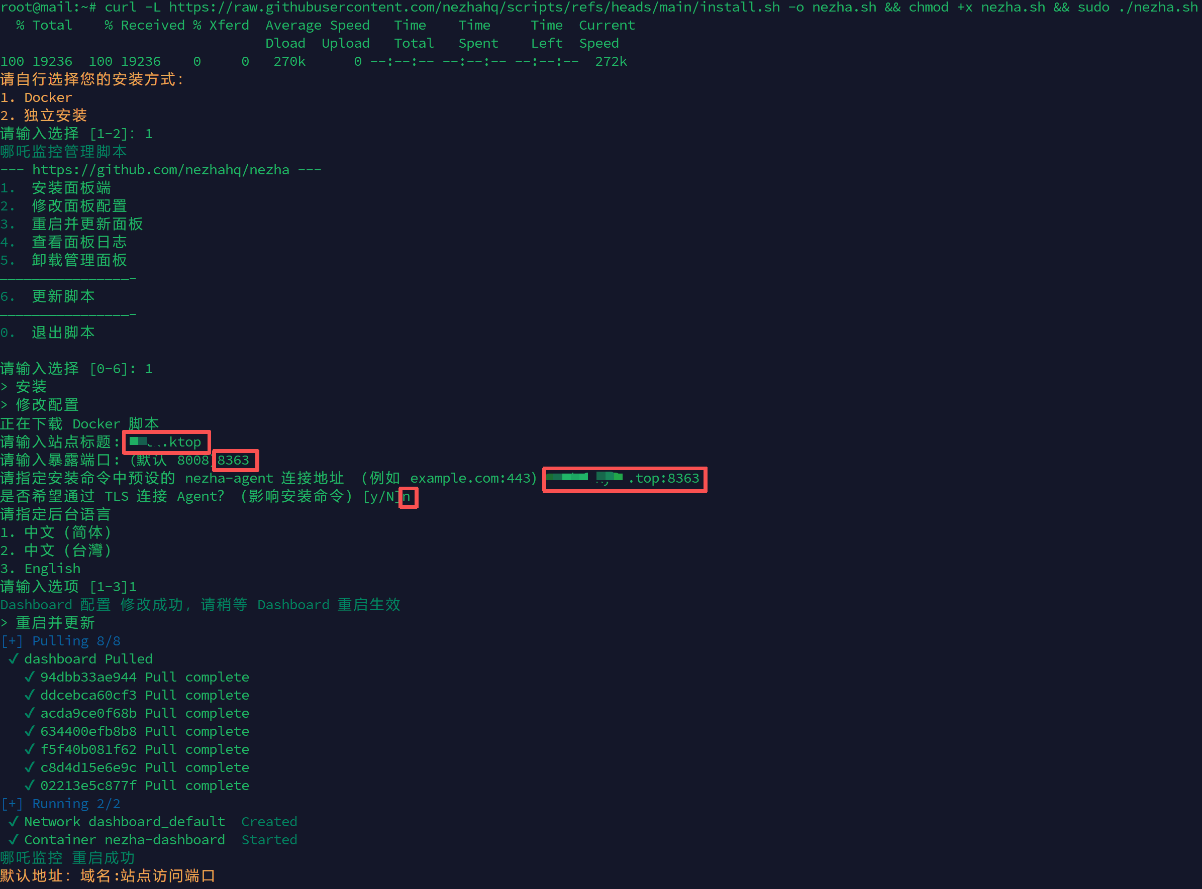 哪吒探针安装配置示例